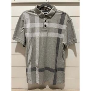 Barbour Mens Grey Oversized Plaid Tartan Cotton Polo Shirt XL MML1117GY52